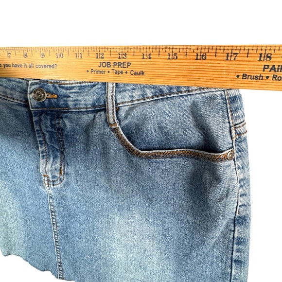 VTG Street Code NYC Y2K Denim Maxi Skirt Animal Print Pleated Hem 11/12 - Picture 5 of 7